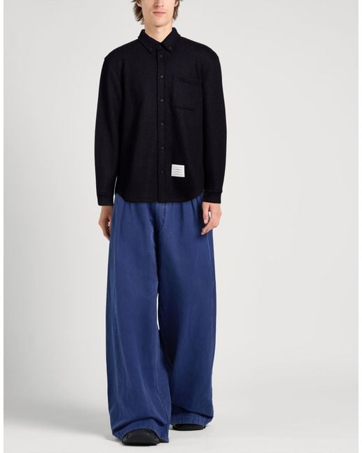 Thom Browne Blue Shirt Cotton, Wool for men