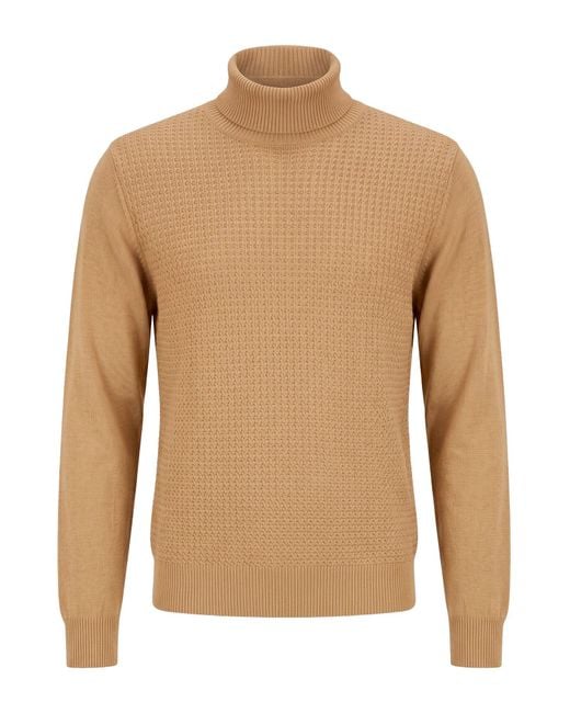 Manuel Ritz Brown Sand Turtleneck Wool, Acrylic for men