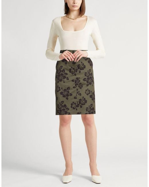Aspesi Gray Military Midi Skirt Cotton