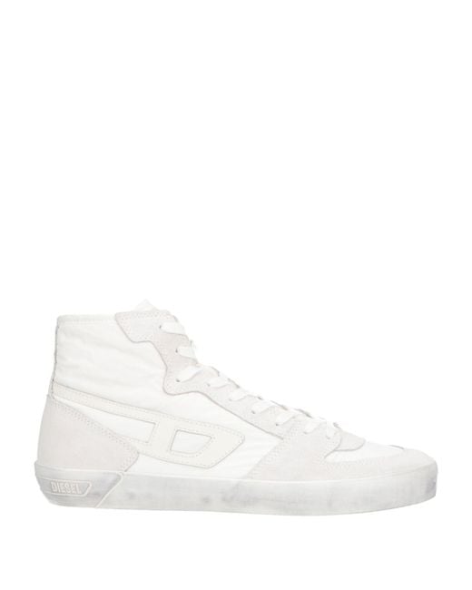 DIESEL White Light Sneakers Cow Leather, Polyester for men