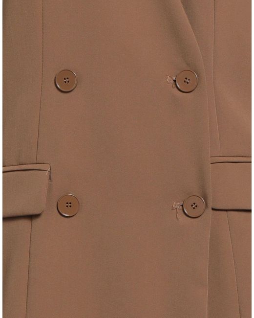 ViCOLO Brown Camel Blazer Polyester, Viscose, Elastane