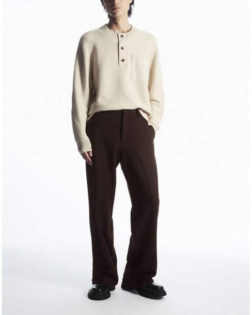 COS White Waffle-knit Henley Jumper for men