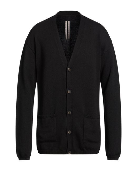 Rick Owens Black Cardigan Virgin Wool for men