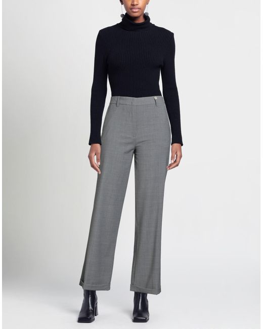 Myths Gray Pants Wool, Polyester, Elastane