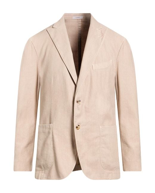 Boglioli Natural Camel Blazer Linen, Cotton, Elastane for men