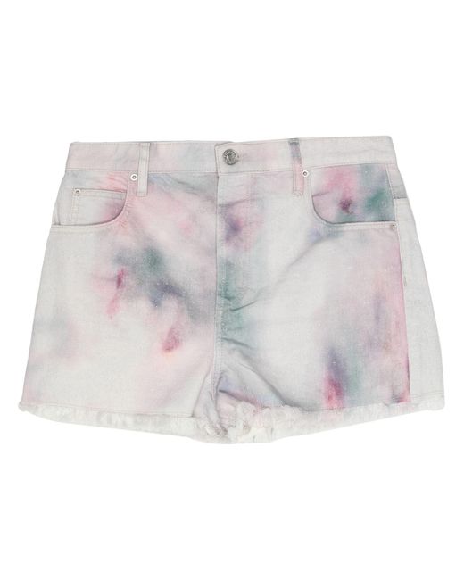 Isabel Marant Gray Lilac Denim Shorts Cotton