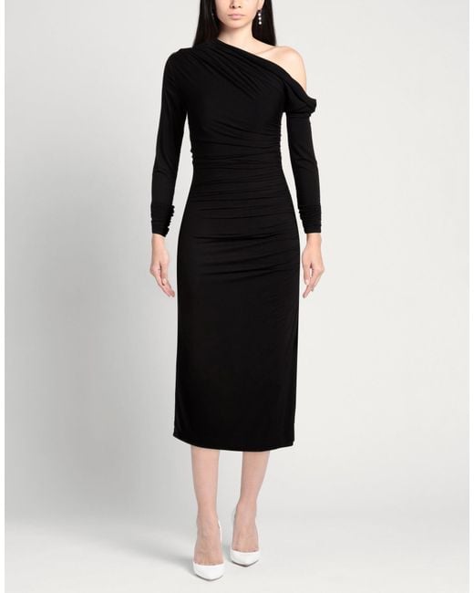Elisabetta Franchi Black Midi Dress Modal, Elastane
