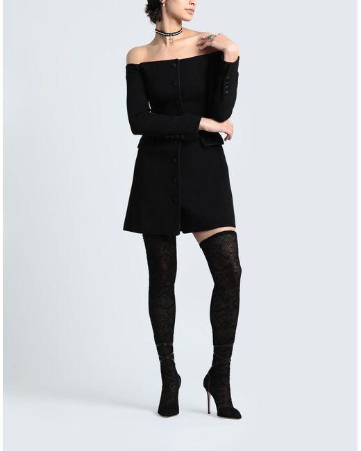 Dolce & Gabbana Black Schulterfreies minikleid aus crêpe aus einer wollmischung