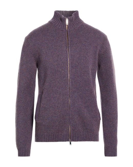 Daniele Fiesoli Purple Cardigan Merino Wool for men