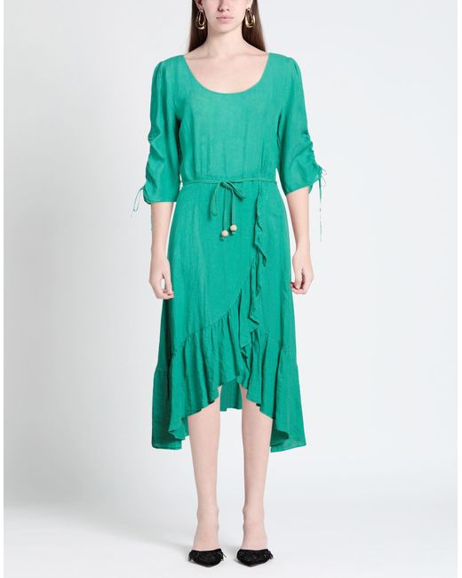 120% Lino Green Midi Dress