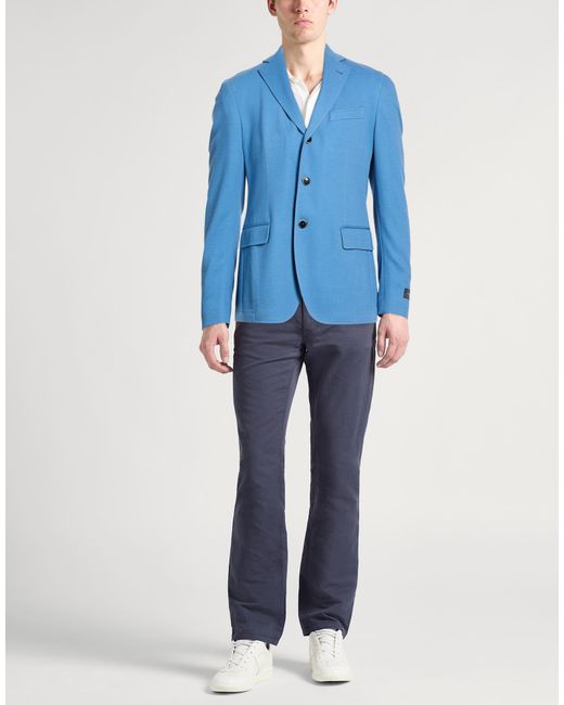 Tombolini Blue Blazer Cotton, Polyamide, Elastane for men