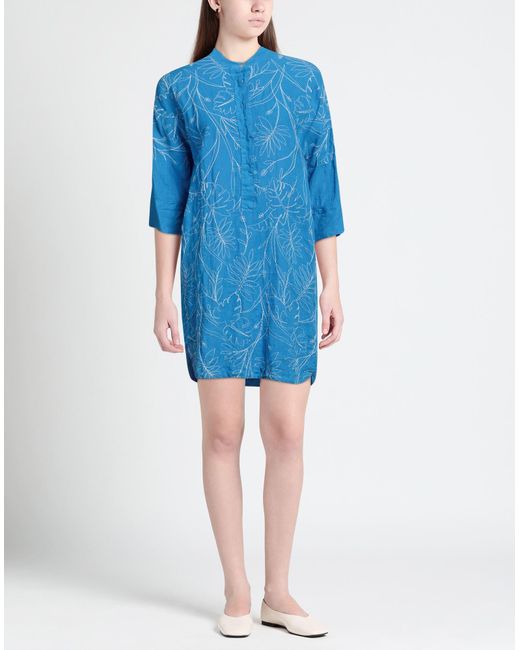 120% Lino Blue Mini Dress
