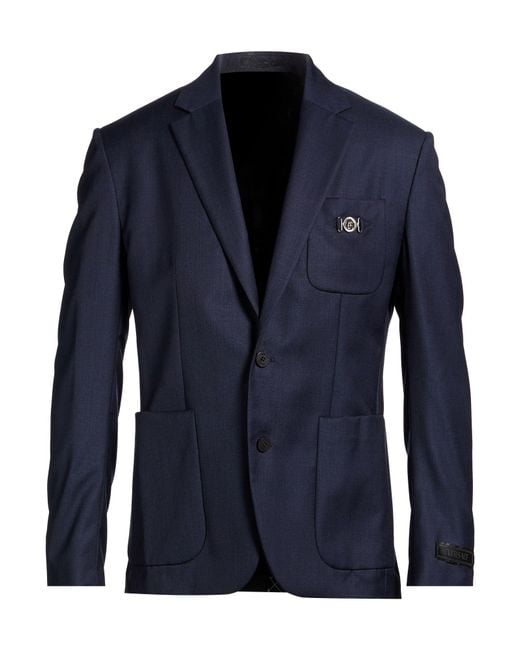 Versace Blue Midnight Blazer Virgin Wool for men