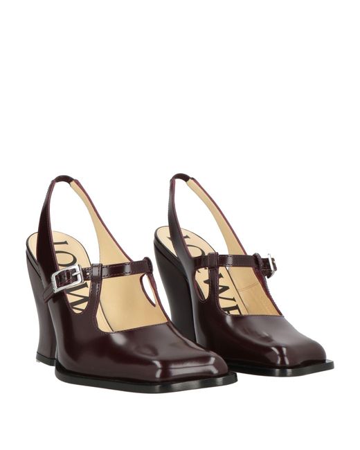 Loewe Brown Plum Pumps Leather