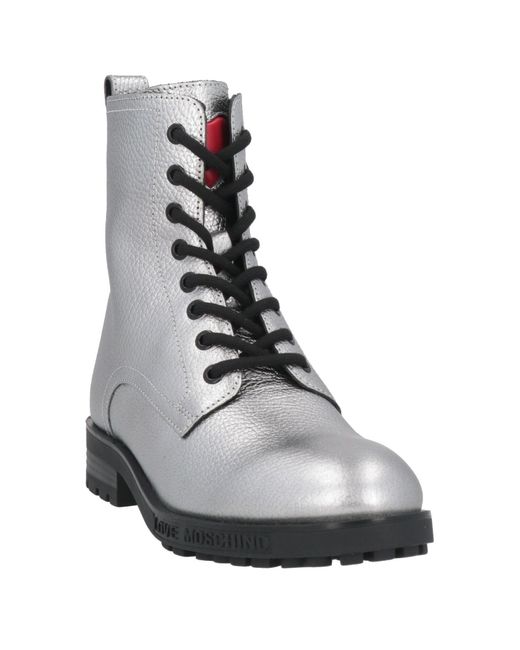 Love Moschino Gray Ankle Boots