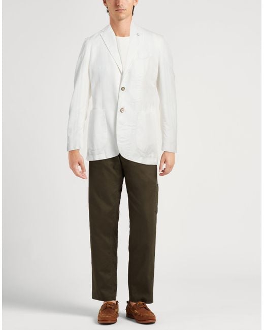 L.b.m. 1911 White Blazer Lyocell, Linen, Cotton for men