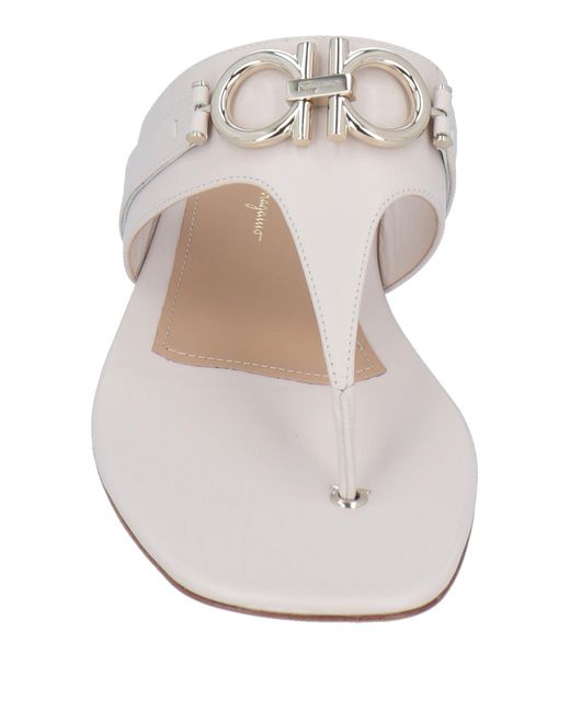 Ferragamo White Rikis Leather Slip On Slide Sandals