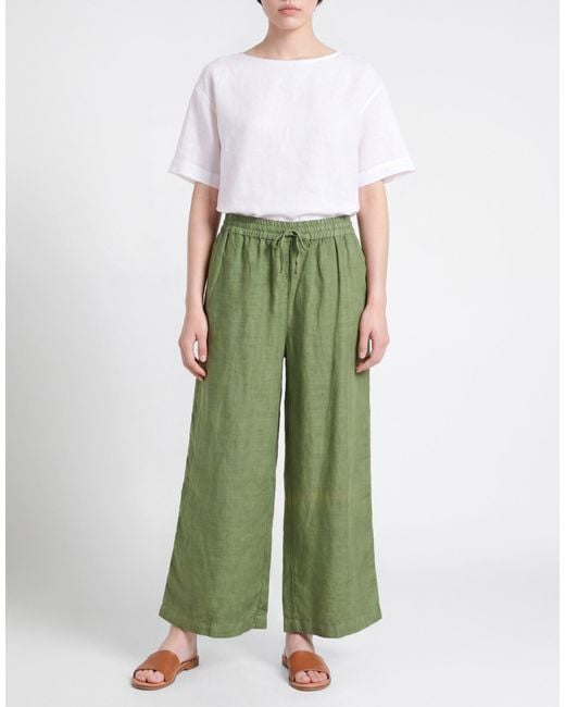 120% Lino Green Pants Linen
