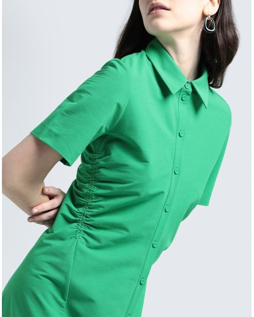 COS Green Gathered Midi Shirt Dress
