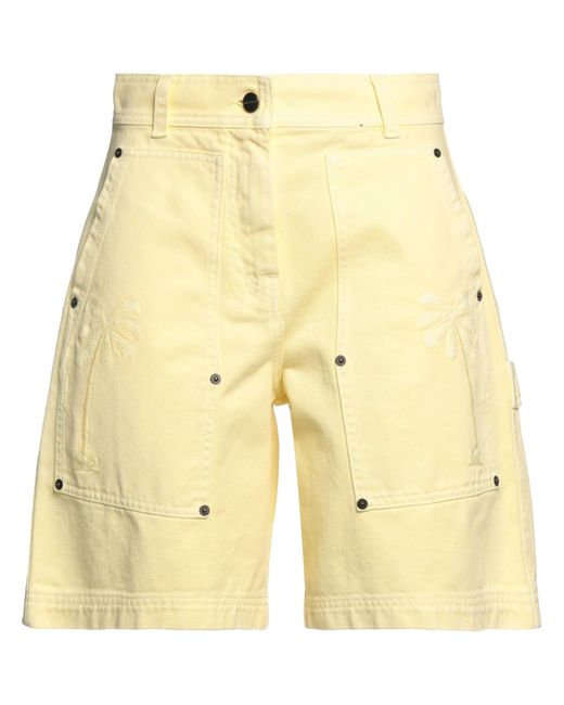 Palm Angels Yellow Denim Shorts