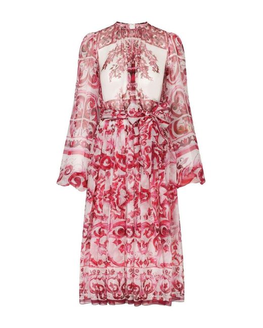 Dolce & Gabbana Red Midi-Kleid