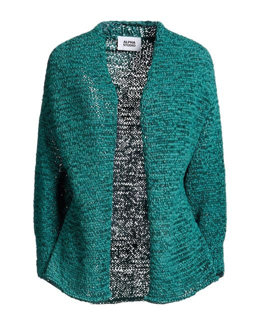 Alpha Studio Green Dark Cardigan Polyester, Polyamide