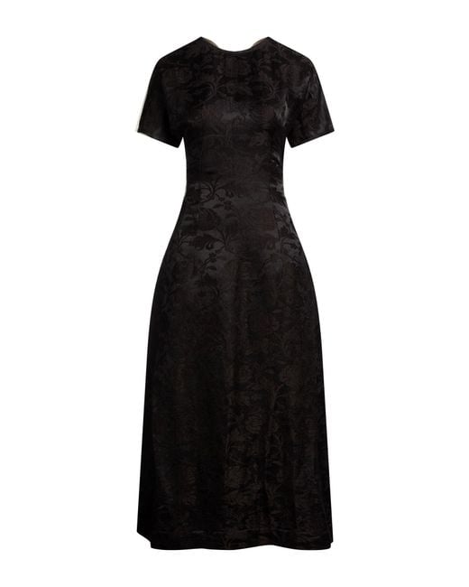 Uma Wang Black Midi Dress Linen, Silk, Cotton