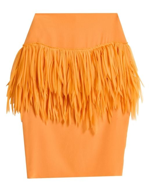 Ermanno Scervino Orange Midi Skirt Silk
