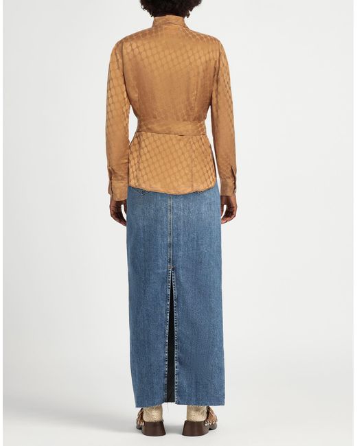 L'Autre Chose Brown Camel Top Silk