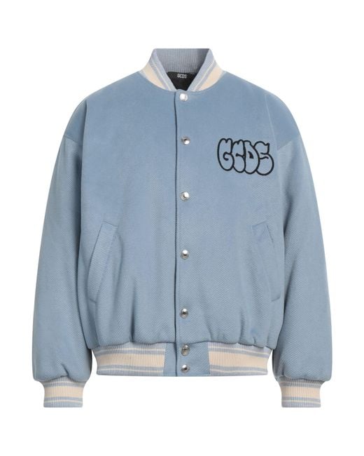Gcds Blue Jacket Polyester, Cotton for men