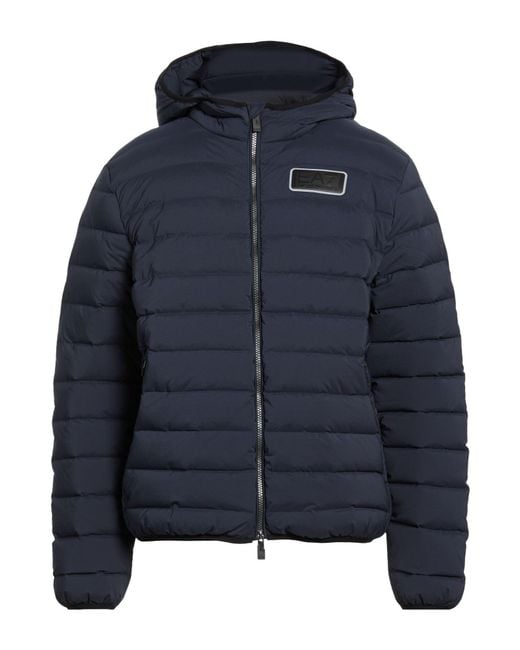 EA7 Blue Midnight Puffer Polyester, Elastane for men