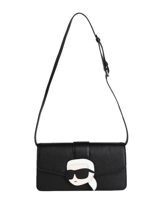 Karl Lagerfeld Black K/Ikonik 2.0 Leather Shoulder Bag