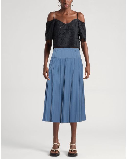 ViCOLO Blue Pastel Midi Skirt Polyester, Viscose, Elastane