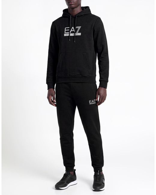 EA7 Black Tracksuit Cotton, Elastane for men
