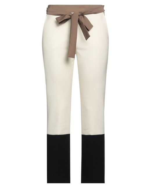 Max Mara White Ivory Pants Virgin Wool, Elastane