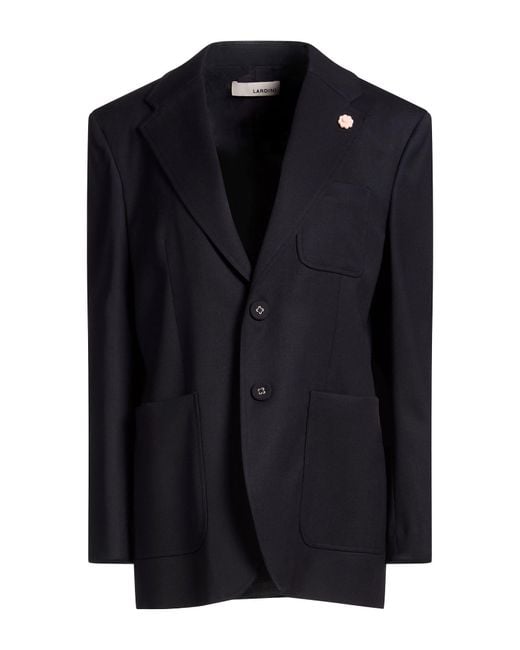 Lardini Black Midnight Blazer Wool, Elastane