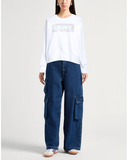 DKNY White Sweatshirt Cotton, Polyester