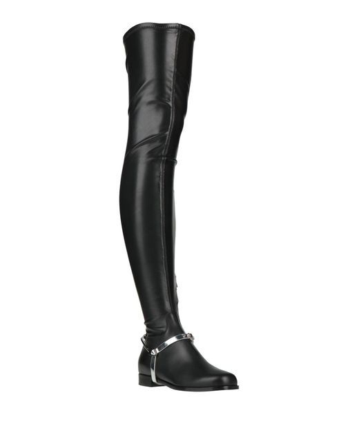 Emporio Armani Black Boot Leather, Textile Fibers