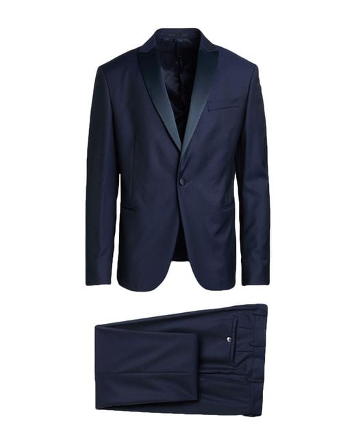 Pal Zileri Blue Suit Wool, Polyester for men