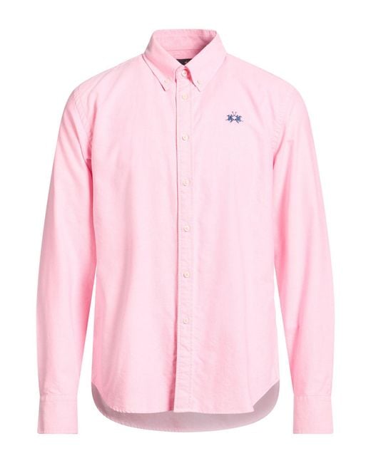 La Martina Pink Shirt Cotton for men