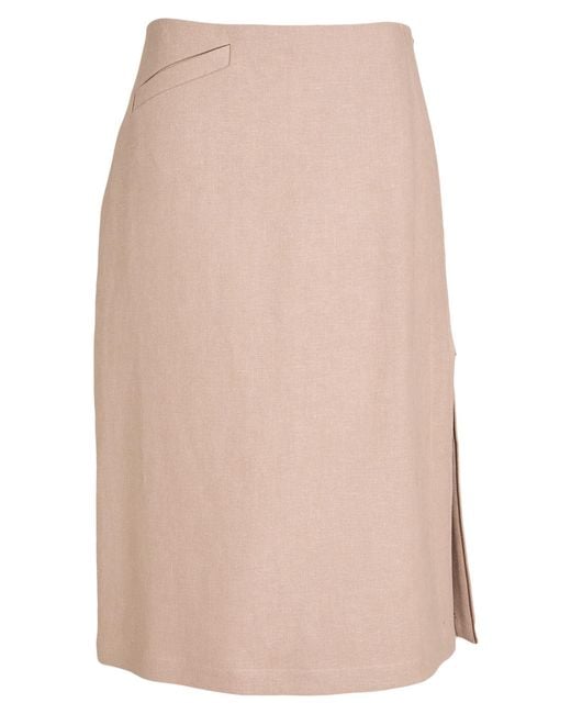 Fendi Natural Blush Midi Skirt Linen