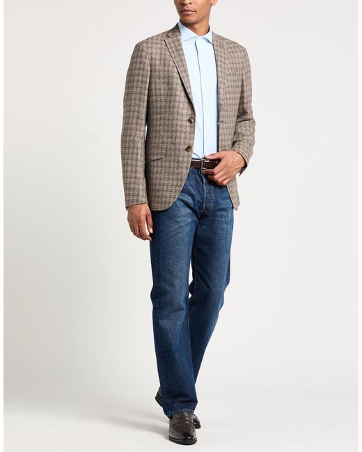 Etro Brown Taupe Blazer Wool, Linen, Cashmere for men