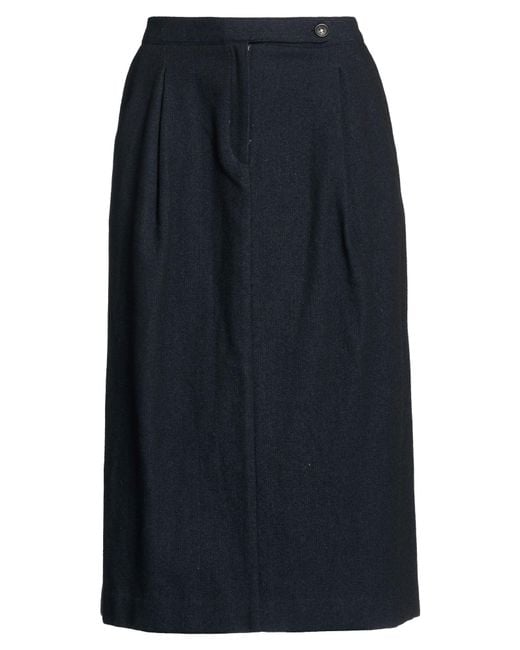 Massimo Alba Blue Midnight Midi Skirt Wool, Cotton
