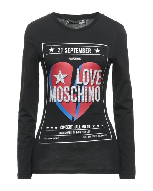 Love Moschino Black T-Shirt Cotton, Elastane