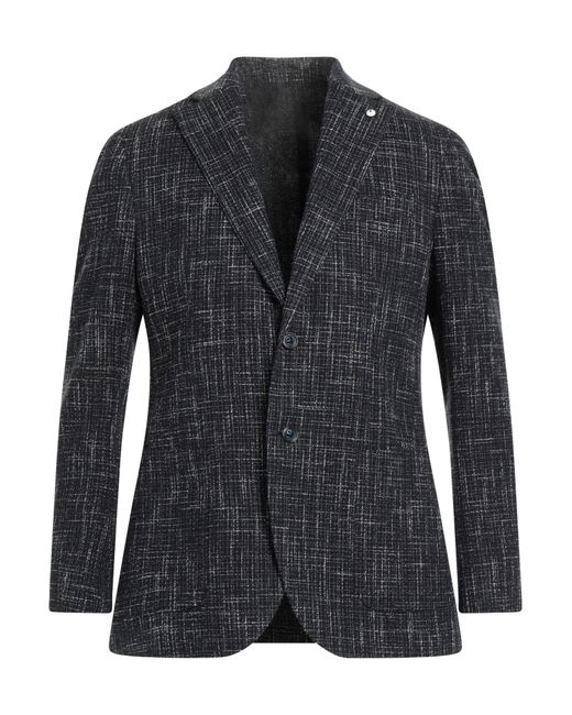 L.b.m. 1911 Black Blazer Cotton, Acrylic, Polyamide for men