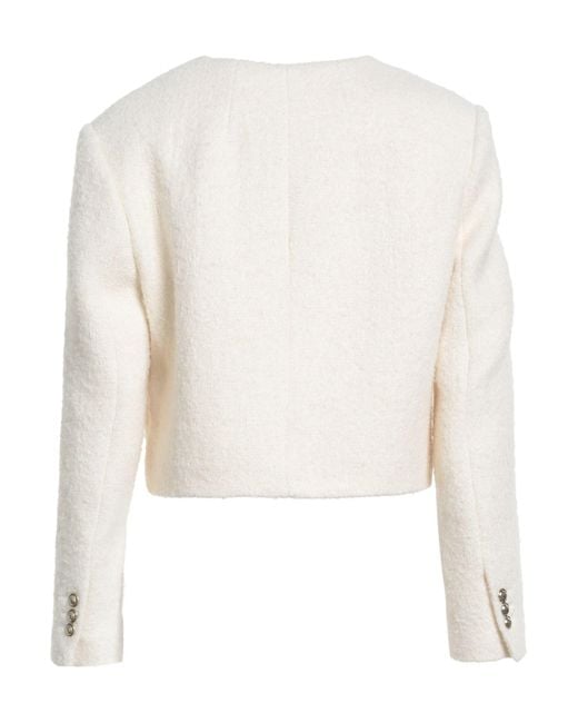 Sandro White Jacket Cotton, Wool, Polyester, Acrylic, Polyamide
