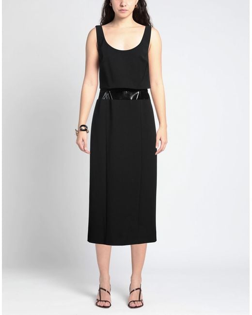 Del Core Black Flared Midi Twill Dress