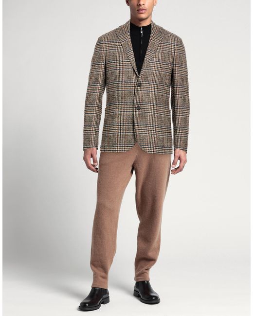 Montedoro Brown Blazer Wool, Alpaca Wool, Polyamide, Elastane, Acetate for men
