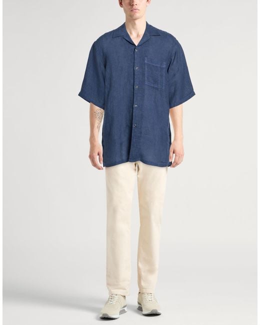 120% Lino Blue Shirt Linen for men