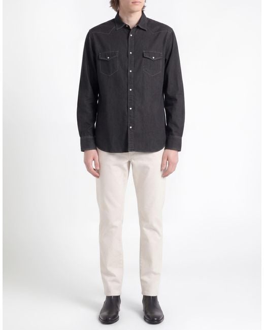 Ghirardelli Black Washed Denim Shirt Cotton for men